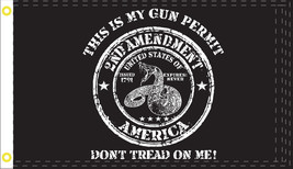 This is My Gun Permit Gadsden Tactical 2nd Amendment Rattlesnake Flag 3x5 FT - £14.30 GBP