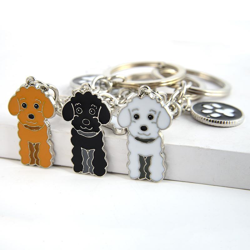 Poodle Teddy Dog Pendant Key Chains For Women Men Girls Silver Color Alloy Metal