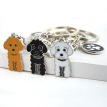 Poodle Teddy Dog Pendant Key Chains For Women Men Girls Silver Color Alloy Metal - £2.98 GBP
