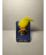 Russ 3” Good Luck Pocket  Troll Doll Yellow Hair Vintage 90s Brand New - $147.12 MXN