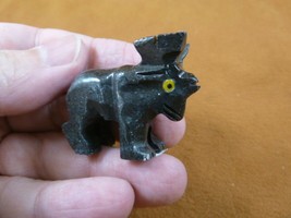 (Y-MOO-WB-20) small dark gray buck MOOSE carving stone SOAPSTONE figurin... - $8.59