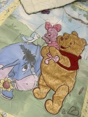 Pooh Piglet Eeyore Bird Butterfly Crib Comforter Bee Blue Yellow Plaid Blanket Item image 2