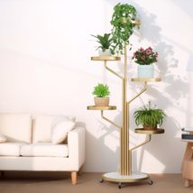 5-Tier Gold Metal Plant Stand Indoor, Tall Corner Metal Plant Stand with... - £112.88 GBP