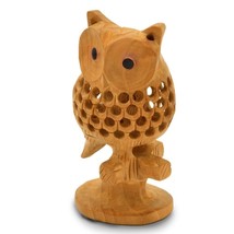 Handcrafted Decorative Good Luck Sign Wooden Owl Sitting On Tree Branch Statue - £16.98 GBP