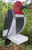 WOODPECKER BIRD FEEDER - DOWNY HAIRY REDHEADED Large Amish Handmade in USA - $79.97