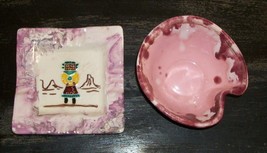 Vtg Maschans California Pottery Pink Purple Drip Glaze Rare! Nai Indian Kachina - £31.68 GBP