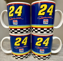 Jeff Gordon Coffee Mug Set Of 4 #24 Vintage NASCAR Dupont Checkered Flag - $17.75