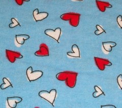 Red White Hearts Blue Flannel Fabric A.E. Nathan  - £25.57 GBP