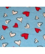 RED WHITE HEARTS BLUE FLANNEL FABRIC A.E. NATHAN  - £25.16 GBP