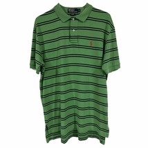 Polo Ralph Lauren Button Up Mens Size M Green And Blue Stripe Orange Pony - £16.14 GBP