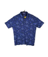 Tommy Bahama Short Sleeve Polo Shirt Large Blue Hibiscus Flower Soft Pim... - $25.69