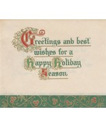 Vintage Christmas Card Greetings and Best Wishes Parchment Hallmark Gold... - £5.41 GBP