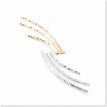 30pcs Silver and 14k Gold Plated Twist Curved Long Noodle Tube Beads - Perfect f - £13.39 GBP