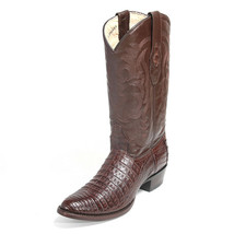 Los Altos Brown Handmade Genuine Crocodile Belly Round Toe Western Cowboy Boot - £415.57 GBP+