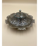 Vintage Persian Copper Engraved Hand Etched Lidded Serving Dish Inset Ma... - $102.57 CAD