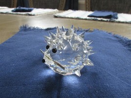 SWAROVSKI CRYSTAL GLASS PORCUPINE FIGURINE SILVER WHISKERS BLACK EYES NO... - $19.75