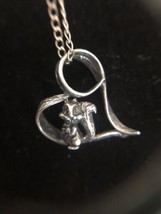 Unique Vintage Heart and Squirrel Signed ‘79 Sterling Pendant With 16” C... - $34.60