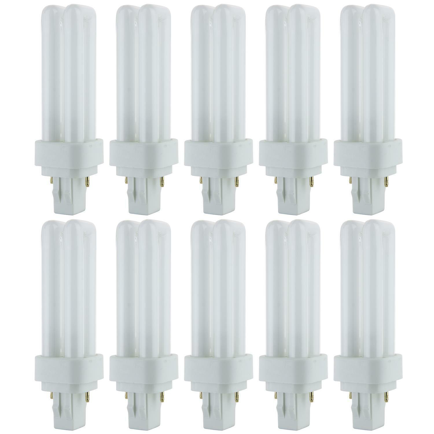10 Pack Sunlite 13 Watt PLD 2-Pin Twin U-Shaped Twin Tube, GX23-2 Base, Daylight
