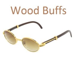 New Oval Wood Buffs Unisex Sunglasses Oval UV400 Lenses and Gold frame B... - $376.73 MXN