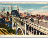 High Level Bridge Cleveland Ohio OH Linen Postcard V21 - £1.52 GBP