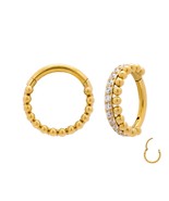 Gold Plated Stainless Steel Septum Clicker Multi Balls with Crystals - £14.70 GBP