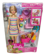 Barbie Dogwalking Doll &amp; Accessories, Stroll &amp; Play Pups Playset - £13.62 GBP