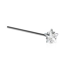 Star Nose Stud 19mm Fishtail 3mm Star Clear CZ Stone Acier chirurgical... - $6.84