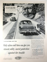 Vintage Print Ad 1956 DuPont Nylon Cord Tires Road Trip Kids Car Driving - $8.86