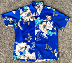 VTG MALIHINI Hawaiian Shirt-Blue-Floral-Pocket - £70.25 GBP