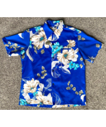 VTG MALIHINI Hawaiian Shirt-Blue-Floral-Pocket - £70.99 GBP
