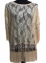 Anthropologie Womens XS Lace Top Sheer Fringe Cottagecore Flapper  - £42.78 GBP