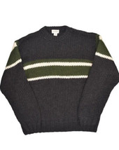 J Crew Hand Knit Wool Sweater Mens XL Striped Chunky Knit Crewneck Jumper - £50.22 GBP