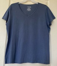 Time &amp; Tru Women&#39;s Blue Short Sleeve V-Neck T-Shirt Size XL(16-18) - £12.40 GBP
