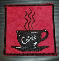 &quot;Coffee&quot; Steaming Cup - Sew On/Iron On Patch       10139 - £4.75 GBP