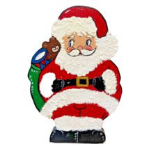 Vintage 1991 Handmade and Painted Wood Santa Claus Christmas Decoration 6.5x4.5&quot; - £14.01 GBP