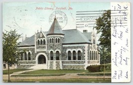 1905 Postmarked Antique Postcard Of Lawrence Public Library Fairfield Maine - £15.90 GBP