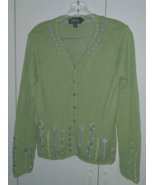 VTG. CELANDIC DESIGN LADIES GREEN EMBROIDERED SILK/RAYON BUTTON CARDIGAN... - €16,30 EUR