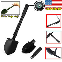Foldable Compact Camping Shovel, Bottle Opener, Compass, &amp; Saw Survival Tool-USA - £10.97 GBP