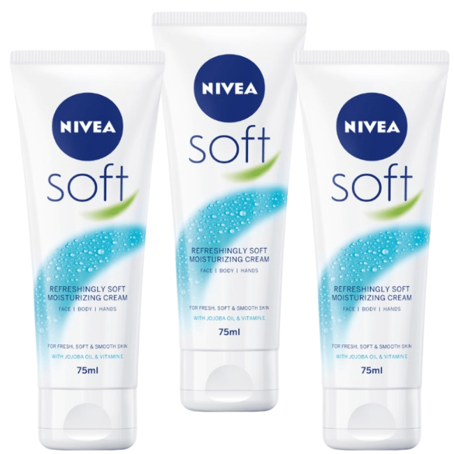 3 Nivea Soft Moisturizing Cream 75 ml / 2.5 oz for Body and Face - $19.90