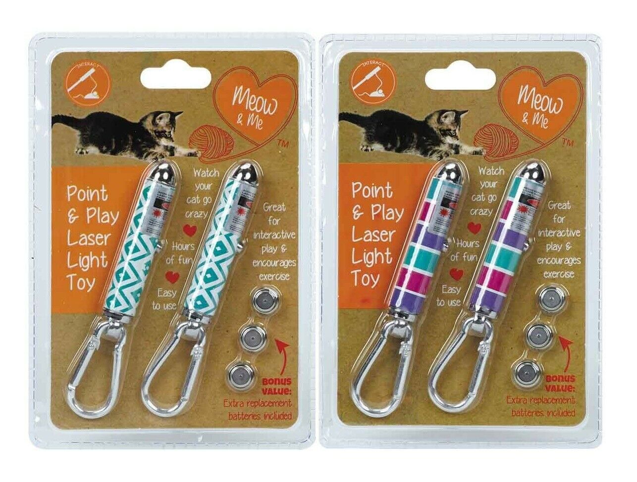 Pet Toy Laser Pointer Point and Play 2 Pack Assorted Patterns Interactive Fun