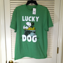 Peanuts Snoopy “ Lucky Dog” Tee Size Large Joe Cool Green T Shirt NEW - £13.33 GBP