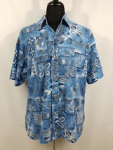 Makapuu Sportswear Hawaiian USA Short Sleeve Mens XL Turtle Floral Blue Print - £13.36 GBP