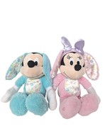 Disney Mickey &amp; Minnie Mouse Easter Bunny Plush Pastel Toys Just Play 15&quot; - $57.41