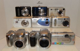 Digital Camera Lot of 9 Tested Do Not Work for Parts or repair Canon Nikon - £38.47 GBP