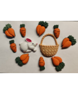 Vintage Jesse James Easter Rabbit Carrots Basket Plastic Shank Buttons PB85 - £11.98 GBP