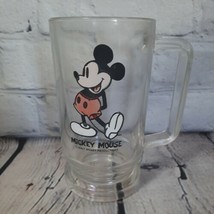 Vtg Walt Disney Productions Mickey Mouse Heavy Clear Glass Mug Cup Stein... - $6.92