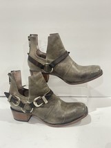 Freebird by Steven Truce Distressed Gray Leather Ankle Boots Harness  SZ 11 - £145.97 GBP