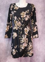 J CREW Black Floral Wrap Dress Womens Size 0 Elastic Waist Mini Fit Flar... - $18.99