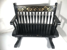 Doll Rocking Bench Ethan Allan Style Black Wooden Spindle Seat  - $61.12