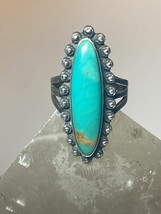 long turquoise ring Navajo sterling silver women girls size 3.75 - £51.27 GBP